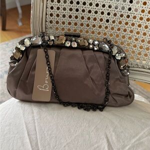 Brown Gemstone Embellished Clutch